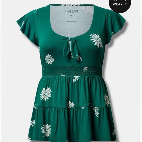 Plus TORRID Super Soft Tie Front Keyhole Babydoll Top 1X - Picture 6 of 7